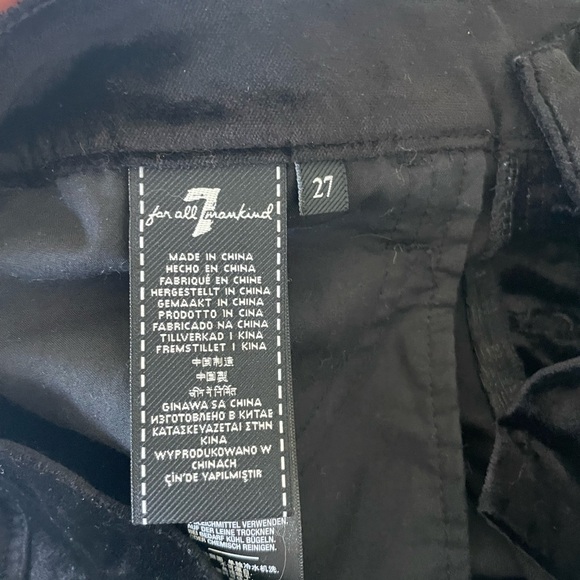 7 For All Mankind High Rise Black Velvet Pants - Picture 6 of 12